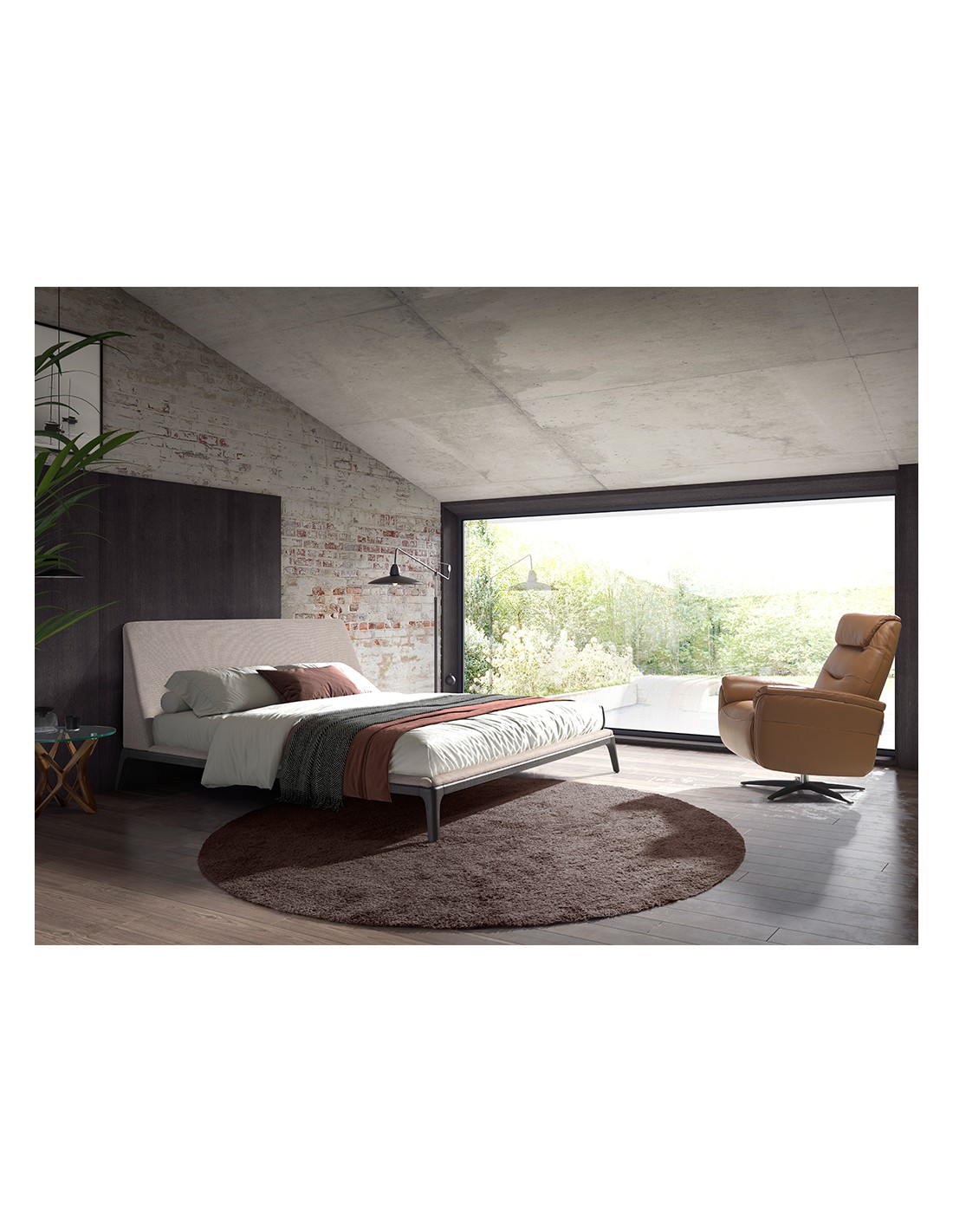 Sillón relax giratorio piel marrón