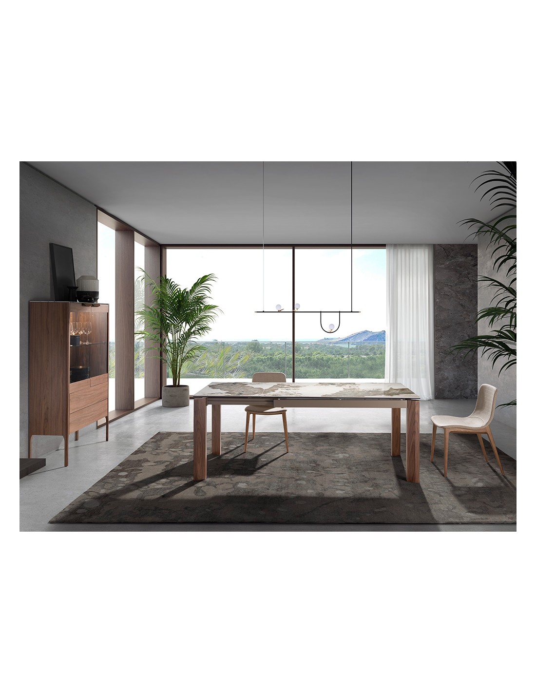 Mesa comedor extensible rectangular mármol...