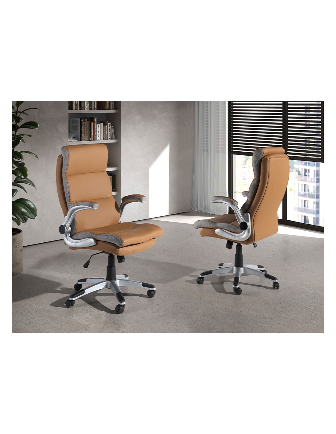 Silla oficina giratoria polipiel marrón