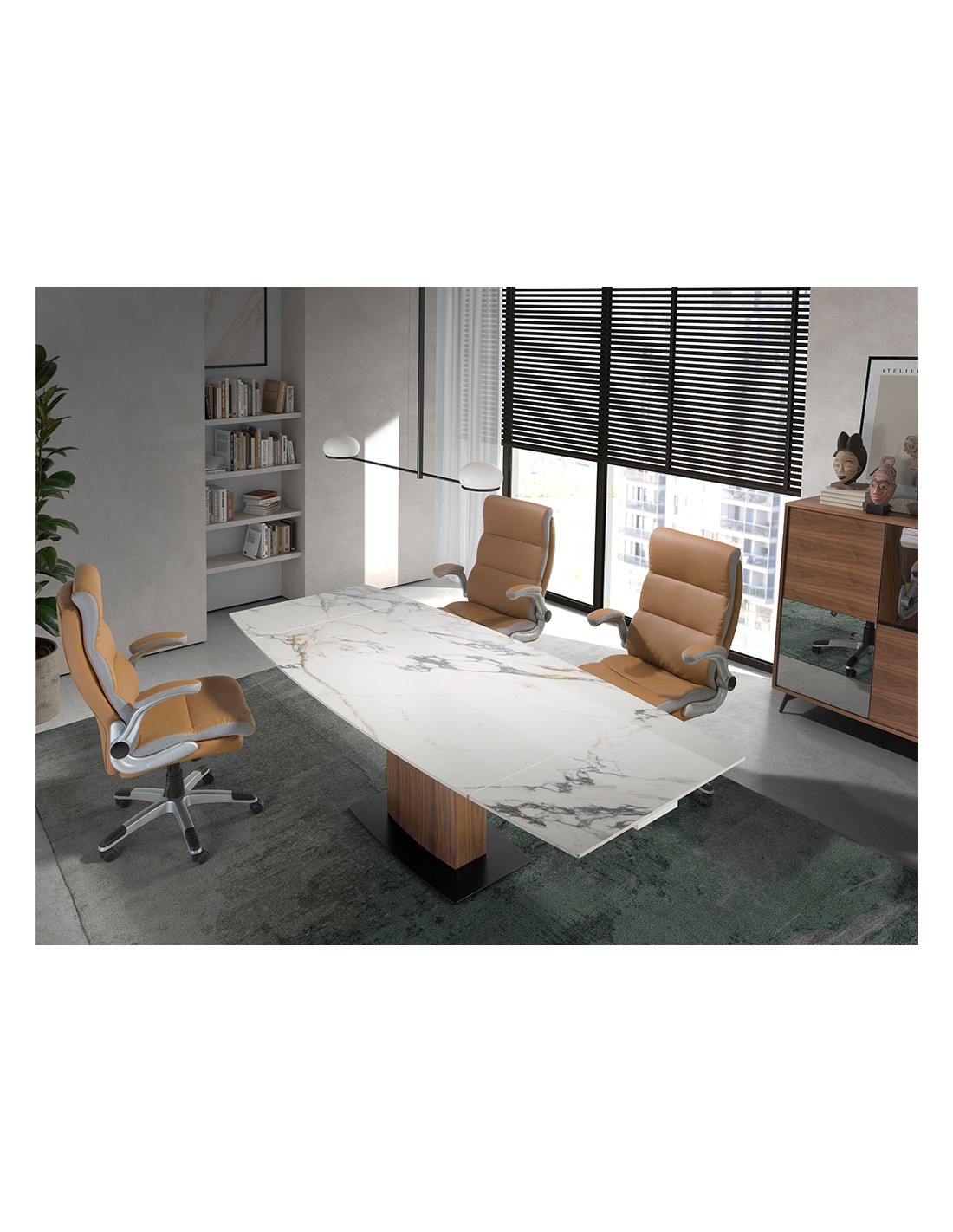 Silla oficina giratoria polipiel marrón