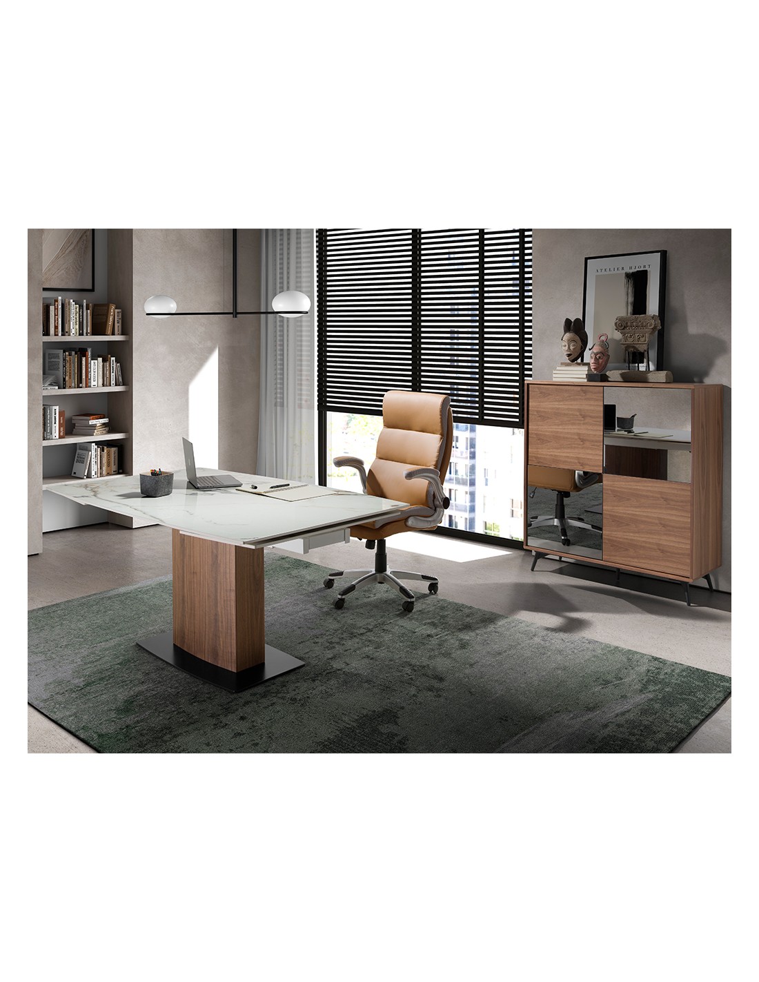 Silla oficina giratoria polipiel marrón