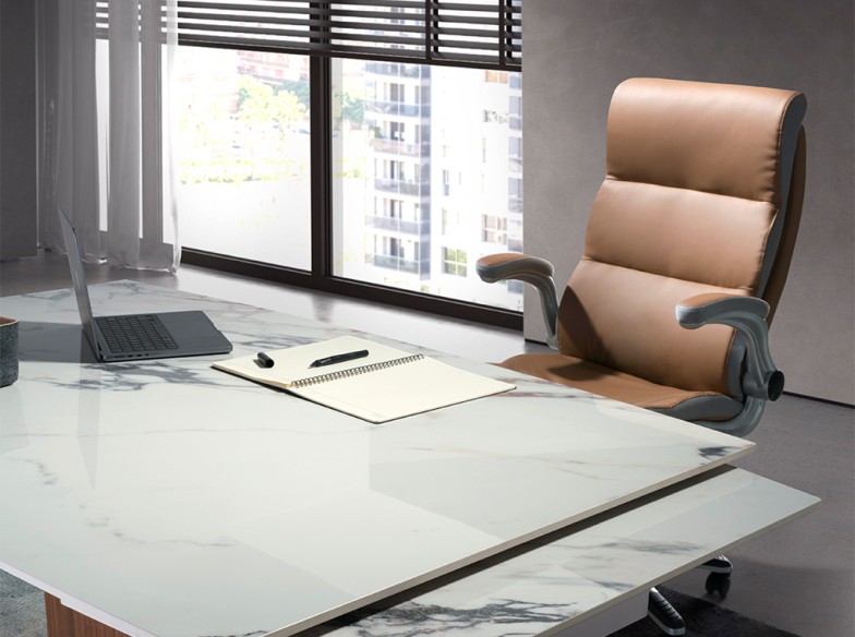 Silla oficina giratoria polipiel marrón