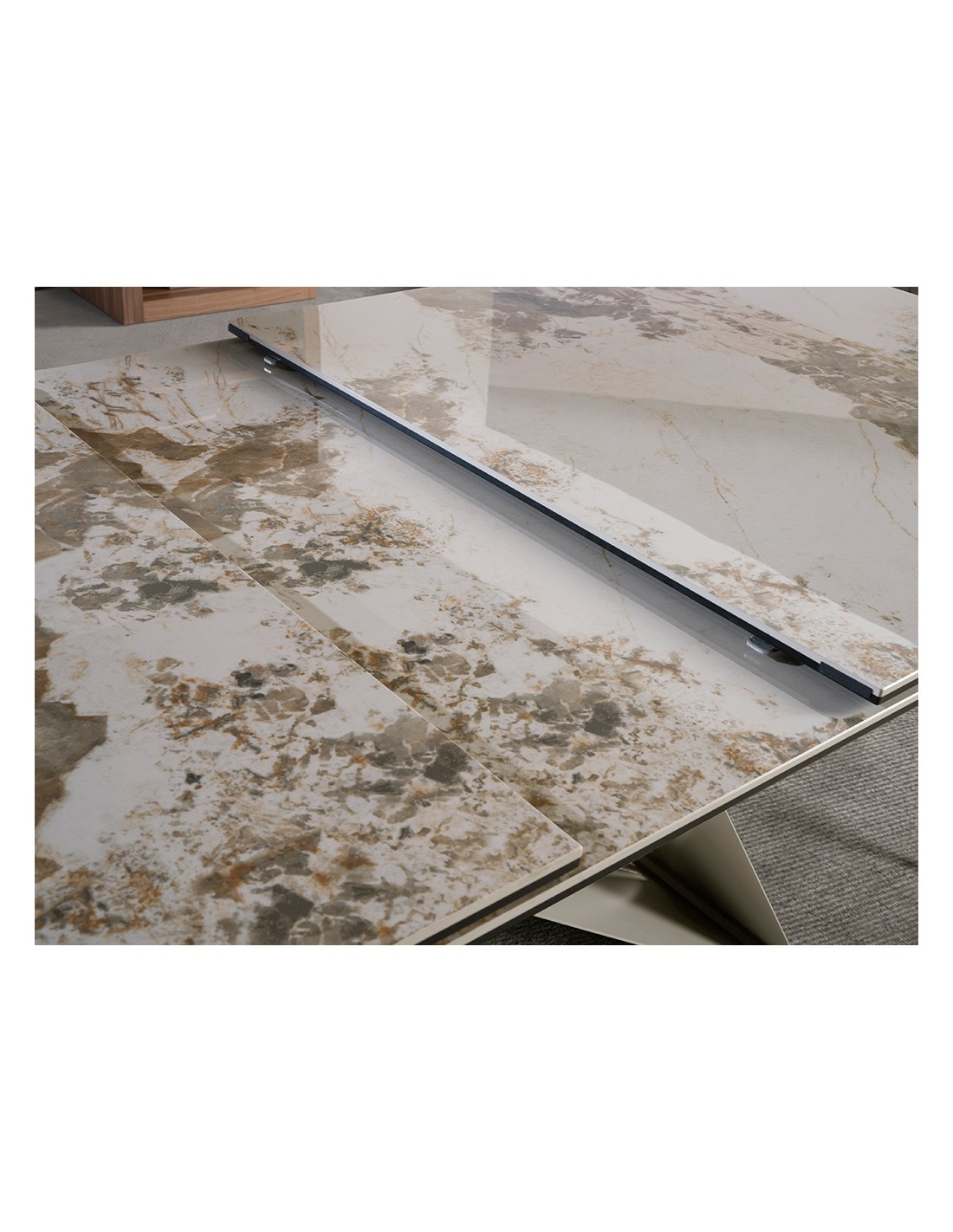 Mesa comedor extensible rectangular mármol...