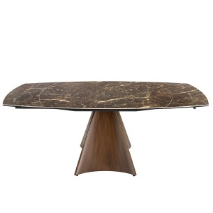 Mesa comedor extensible ovalada barril mármol porcelánico... 2