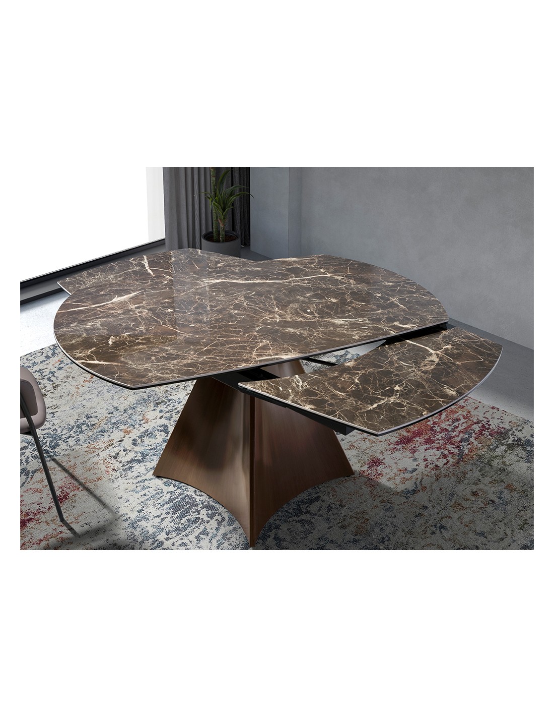 Mesa comedor extensible ovalada barril mármol...