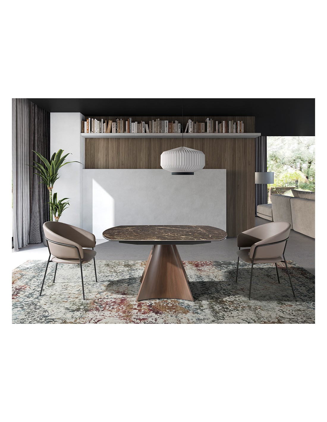 Mesa comedor extensible ovalada barril mármol...