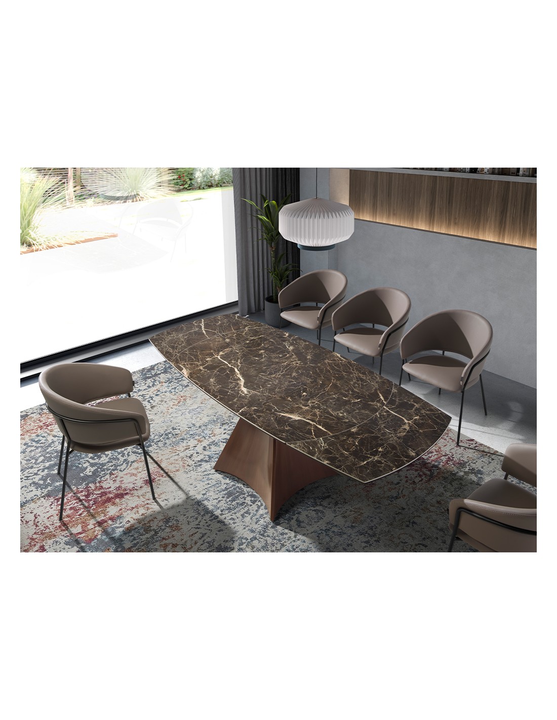 Mesa comedor extensible ovalada barril mármol...