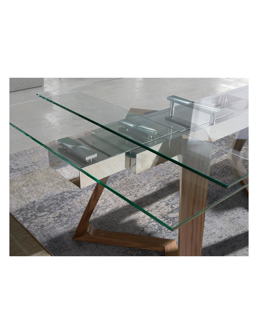 Mesa comedor extensible rectangular cristal...