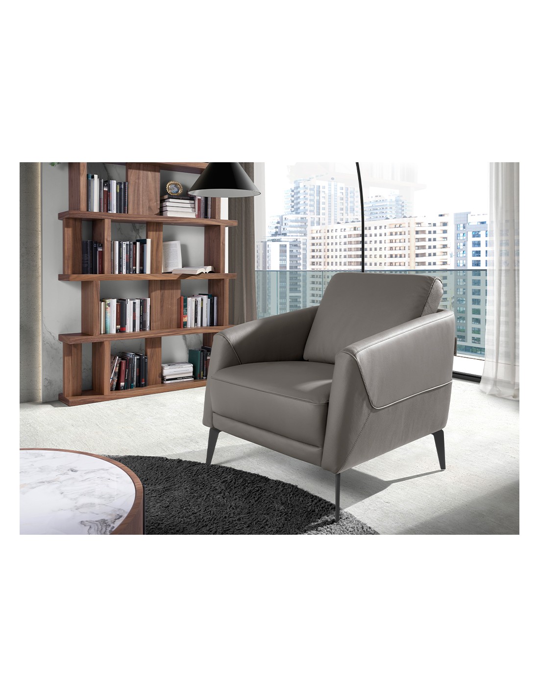 Sillón piel gris oscuro