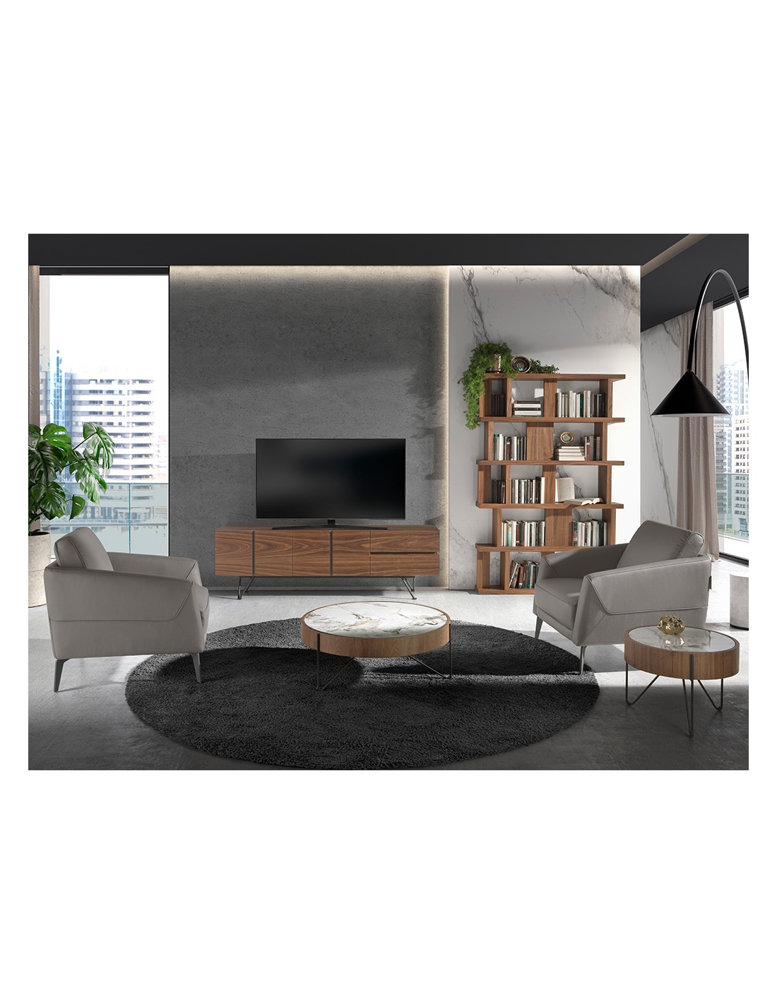 Sillón piel gris oscuro