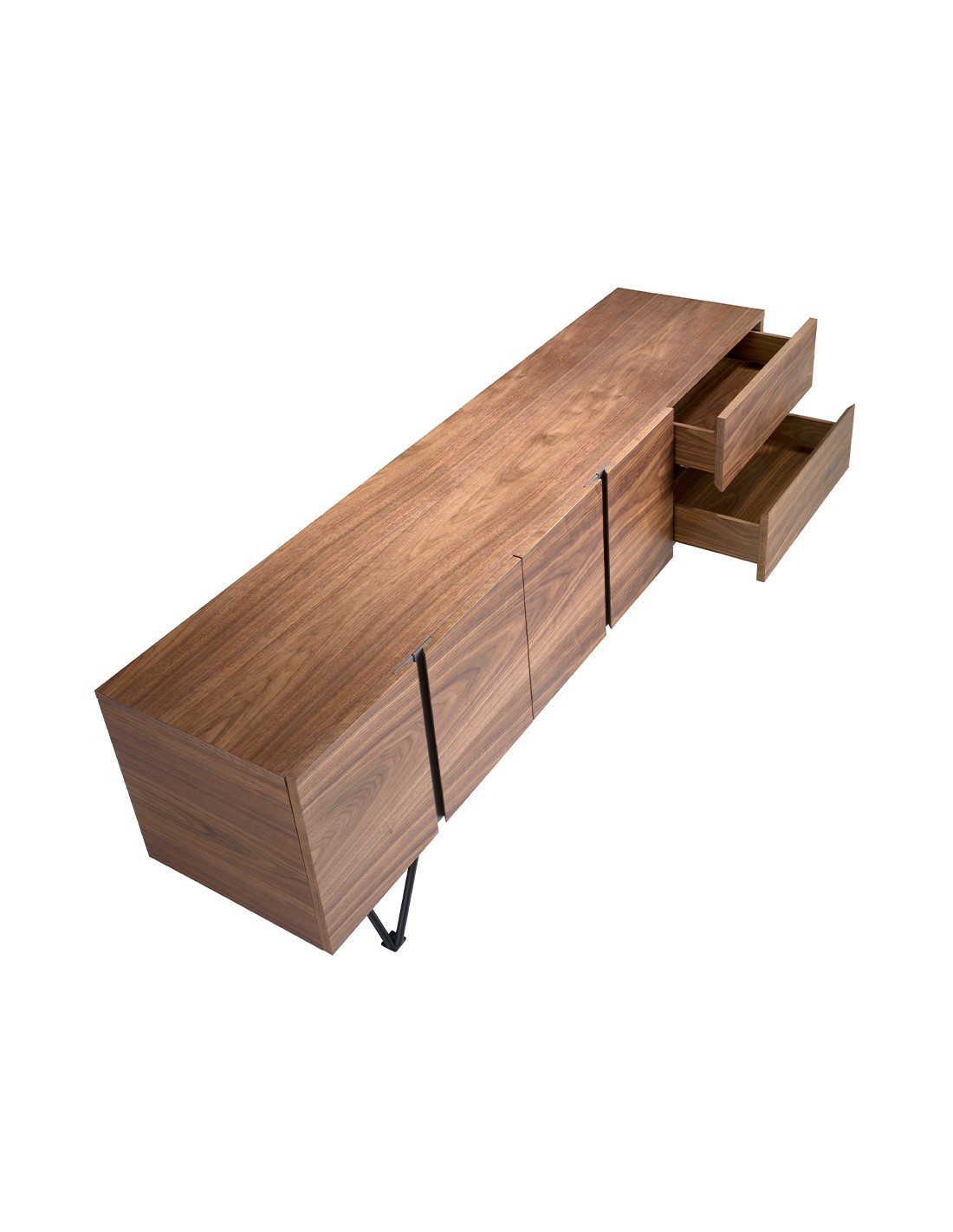 Mueble TV nogal y acero negro