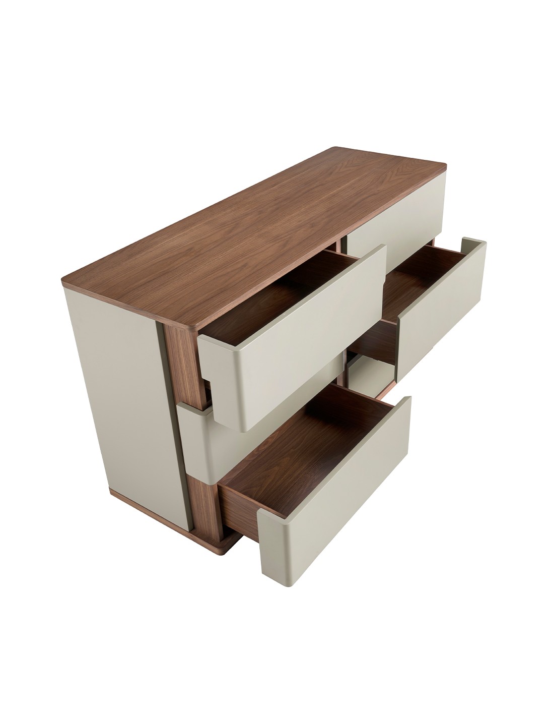 Cómoda madera gris y nogal