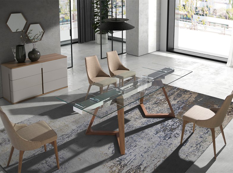 Cómoda madera gris y nogal