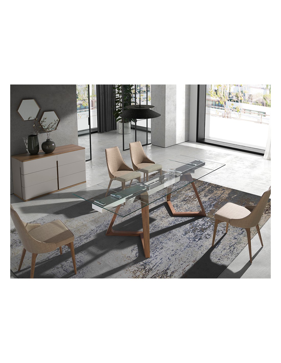 Cómoda madera gris y nogal