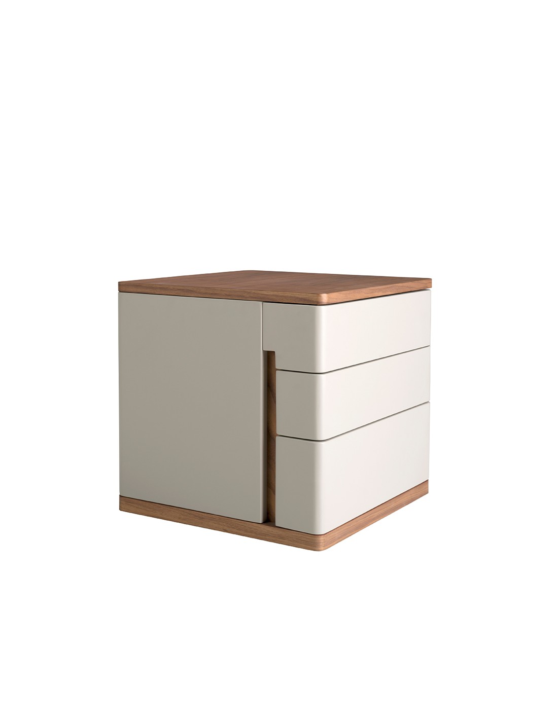 Mesita de noche madera gris y nogal