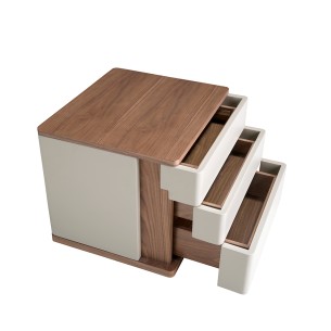 Mesita de noche madera gris y nogal 2