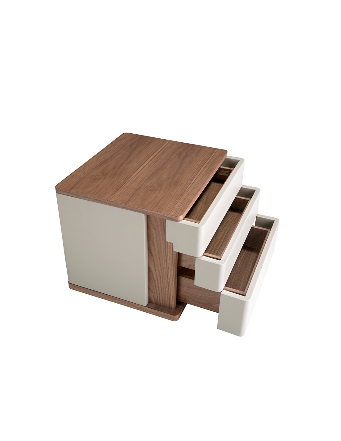 Mesita de noche madera gris y nogal