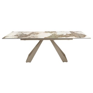 Mesa comedor extensible rectangular mármol porcelánico y... 2