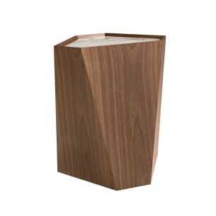 Mesa rincón triangular mármol porcelánico, nogal y nogal 2