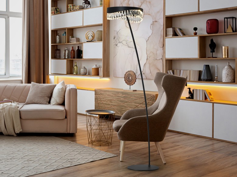 ·SELENE· FLOOR LAMP, BLACK-CRYSTAL