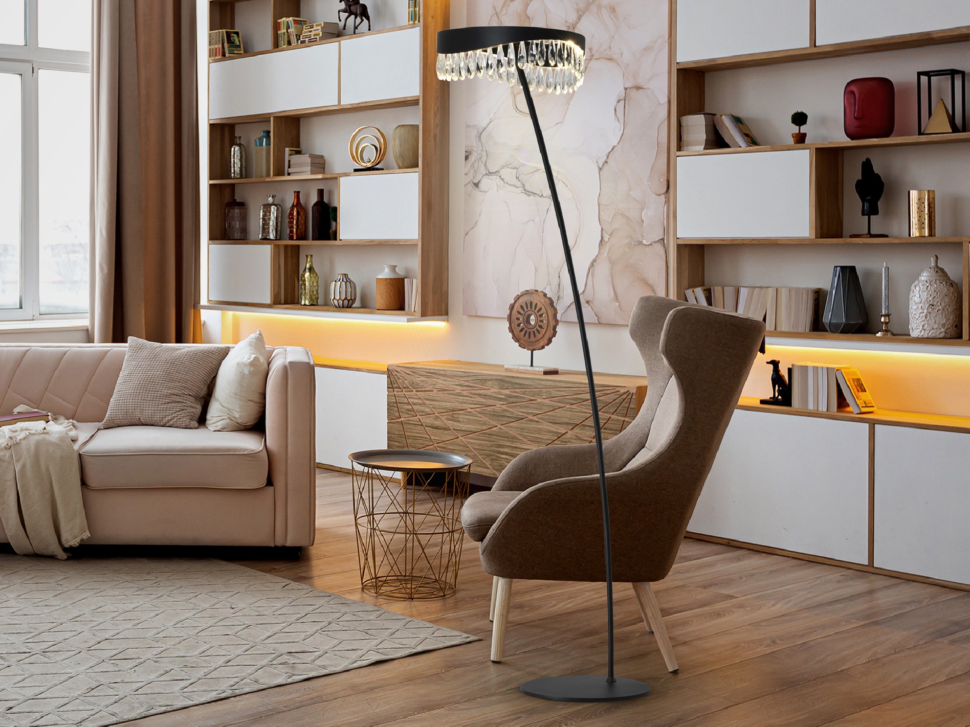 ·SELENE· FLOOR LAMP, BLACK-CRYSTAL