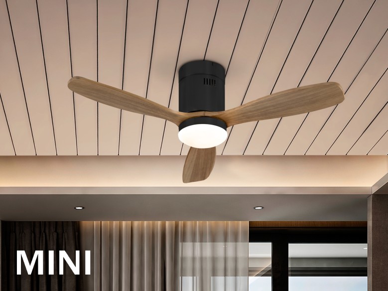SIROCO MINI- BLACK/WALNUT FAN DIMMABLE