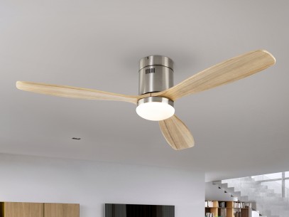 SIROCO - NICKEL WOOD FAN DIMMABLE
