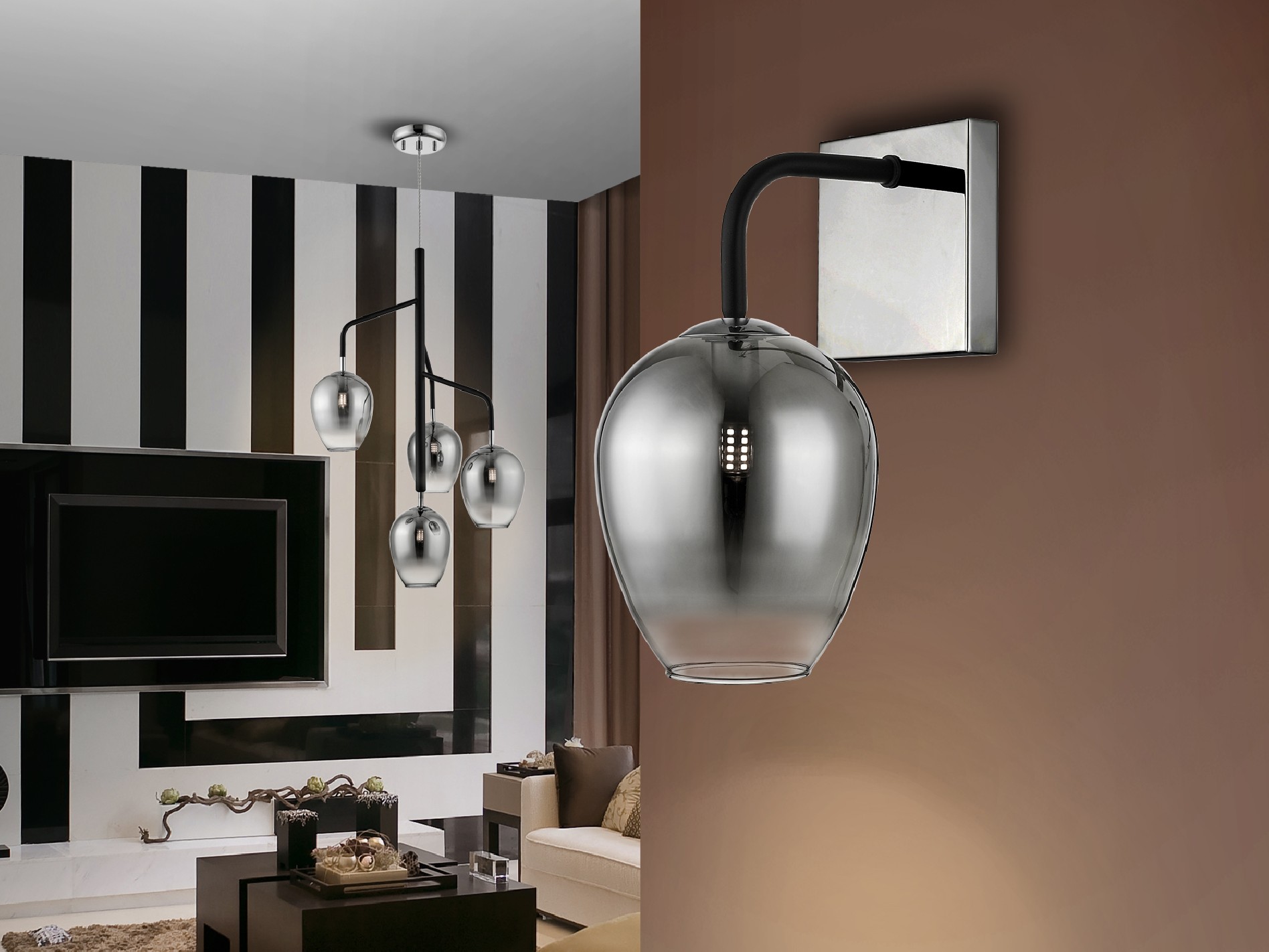 ·IZAR· WALL LAMP 1L, BLACK/CHROME
