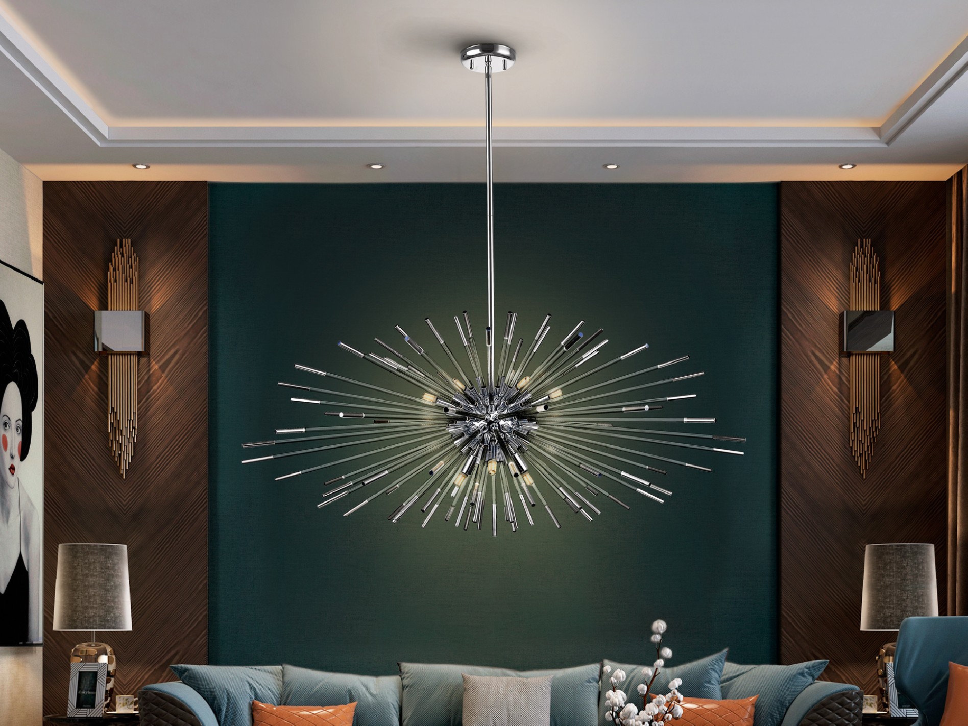 ·EVASION· LAMP, 9L., CHROME, DIMMABLE