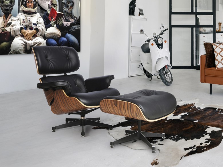 EAMES - CHAISE LONGUE BLACK-PALISANDER