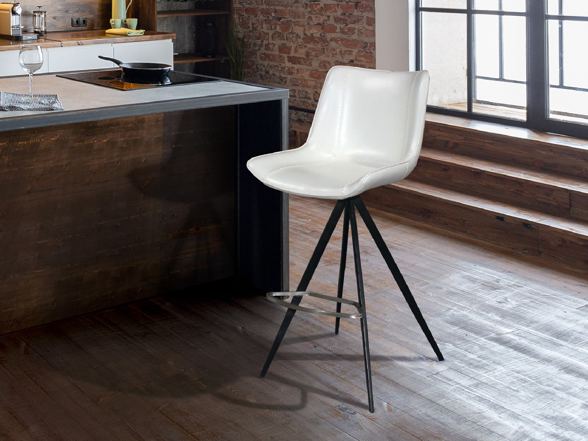 TABURETE ALTO ·SAMOA·BLANCO