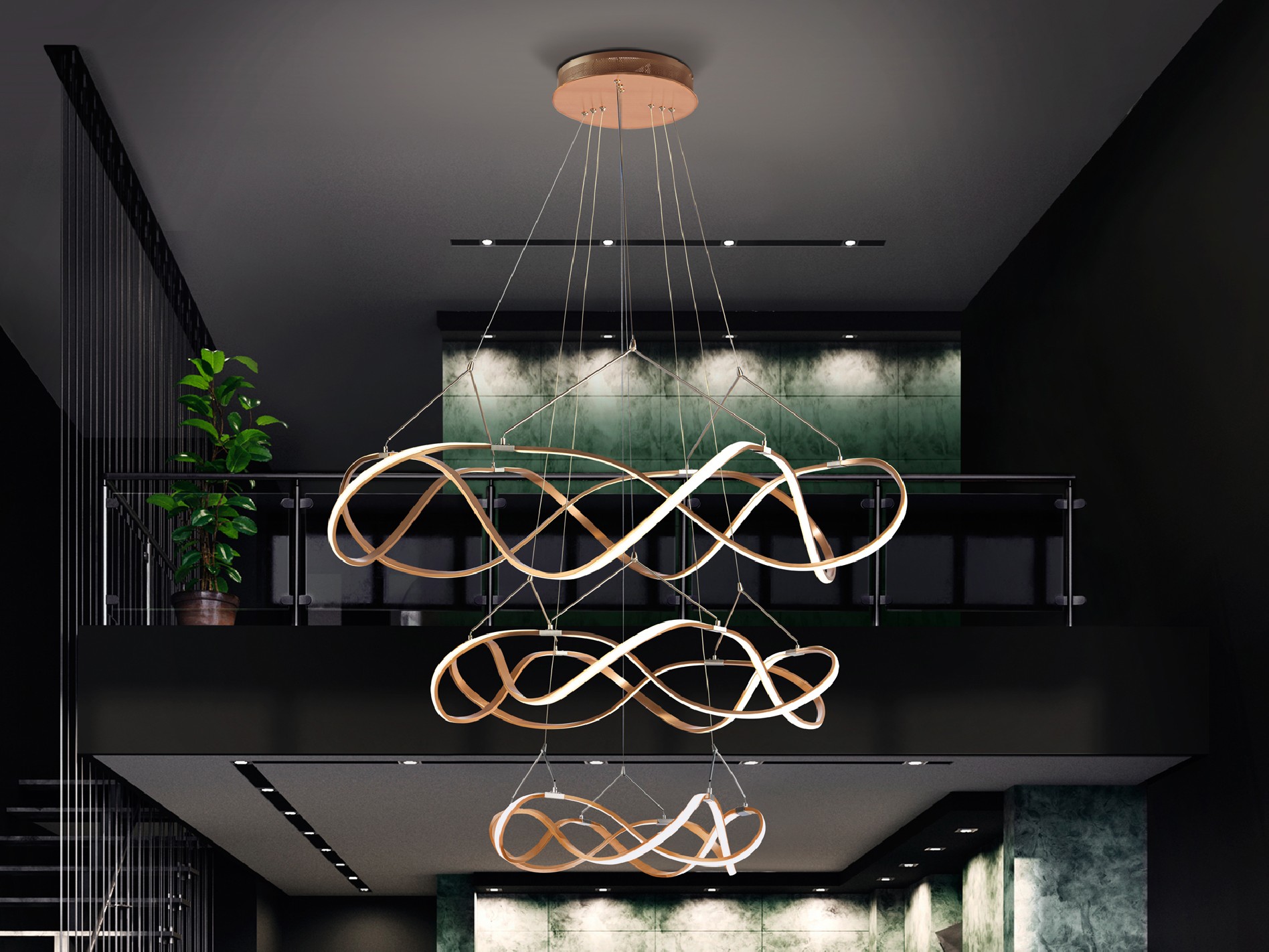 ·MOLLY· LED LAMP Ø110 3 RING ROSE GOLD B