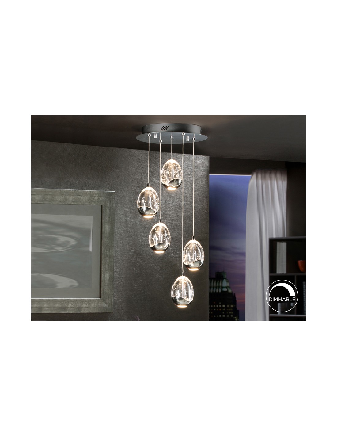 LAMPARA Ø30 ·ROCIO·5 LED CROMO