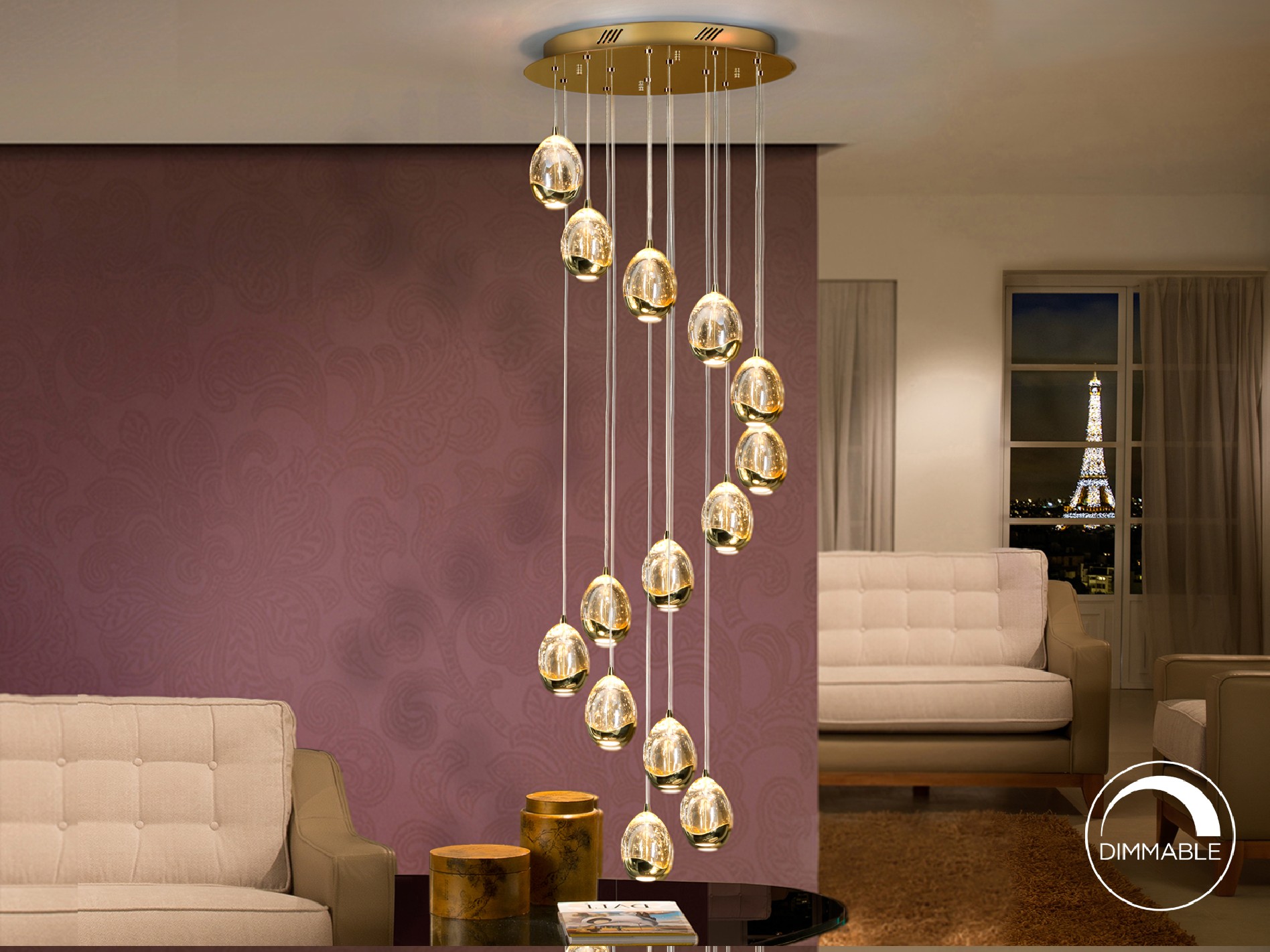·ROCIO· LED LAMP, 14L., GOLD, DIMMABLE