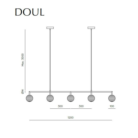 Lámpara colgante negra 5L Doul AROMAS