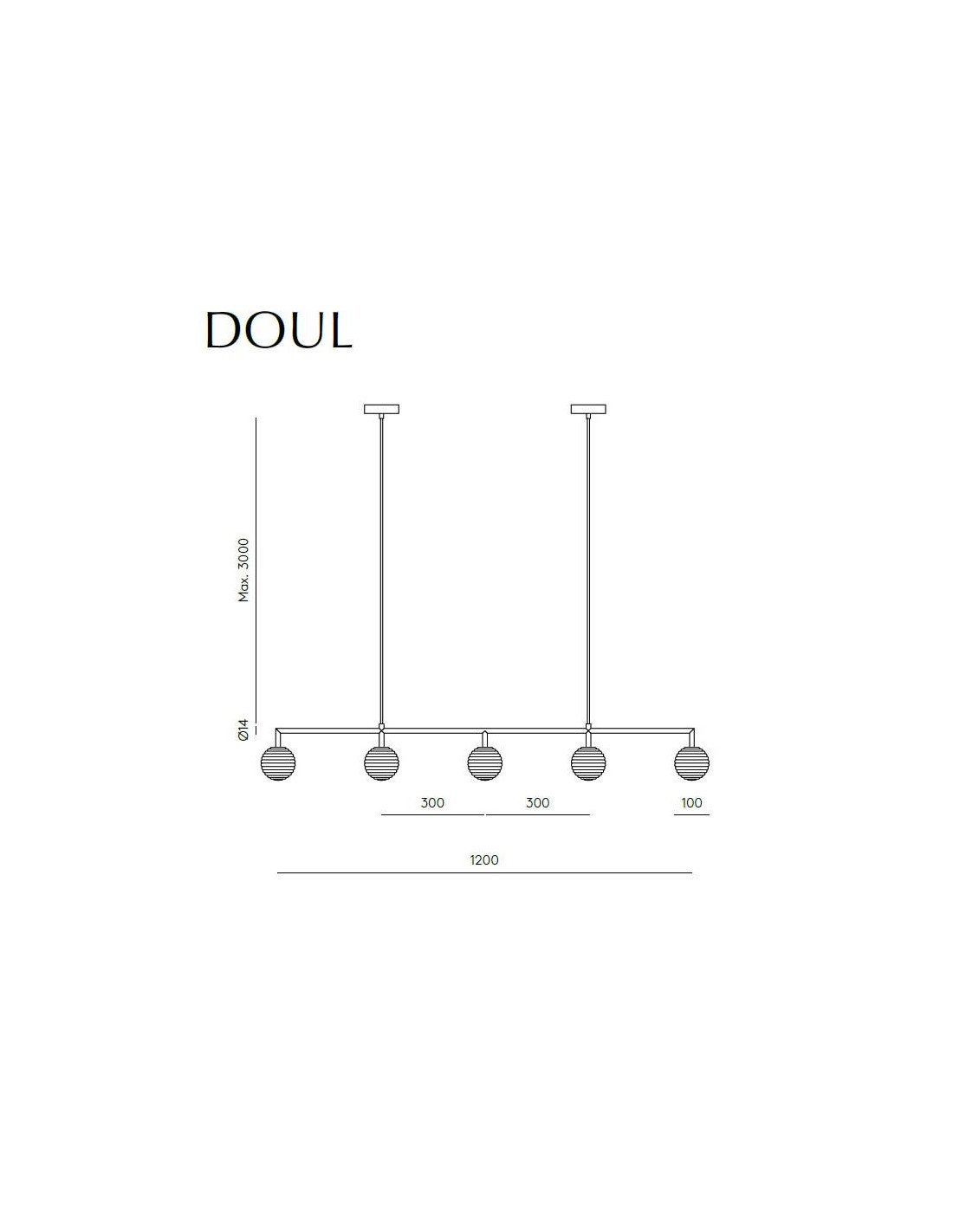 Lámpara colgante negra 5L Doul AROMAS