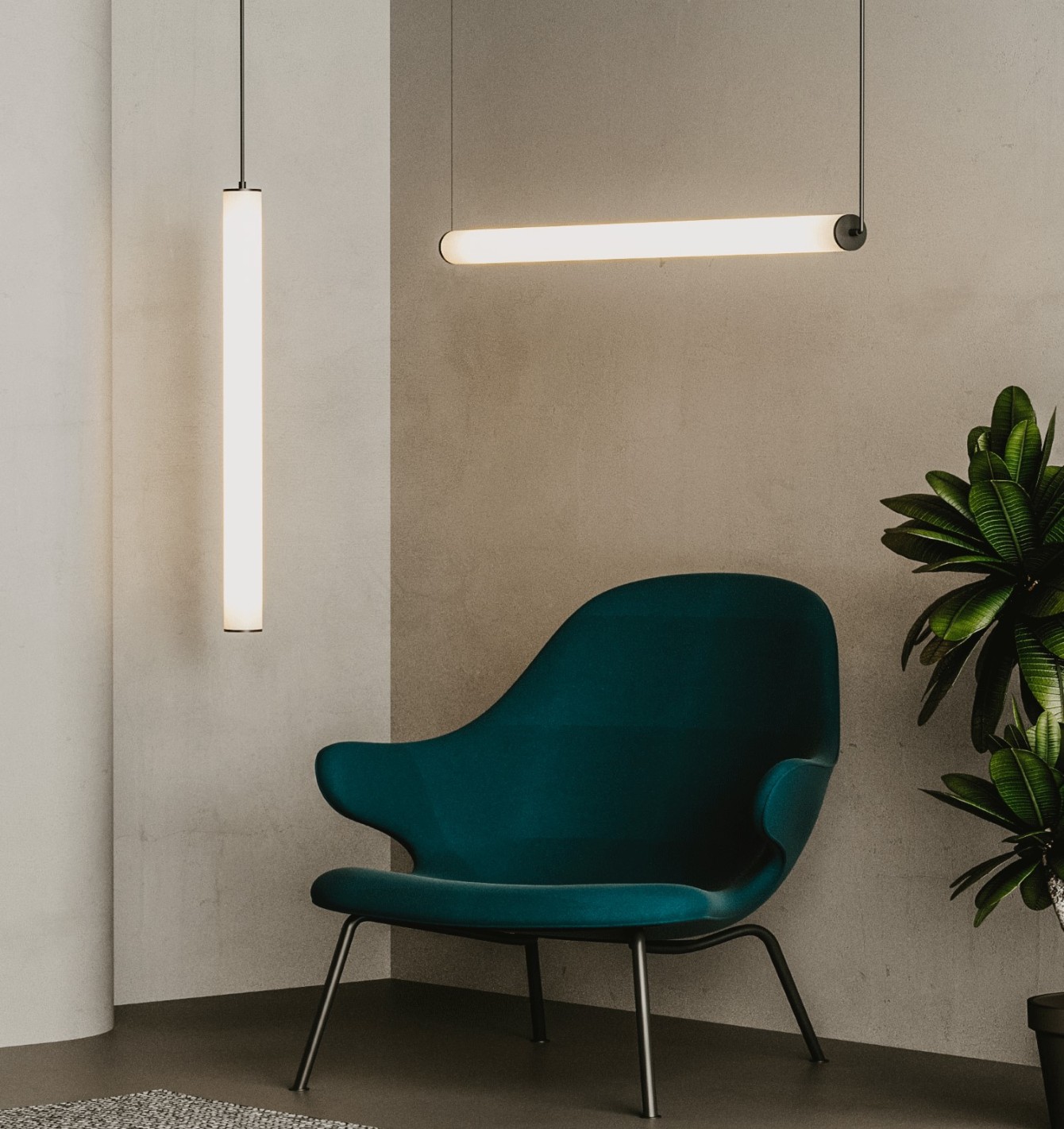 Lámpara colgante metal negro Tube AROMAS