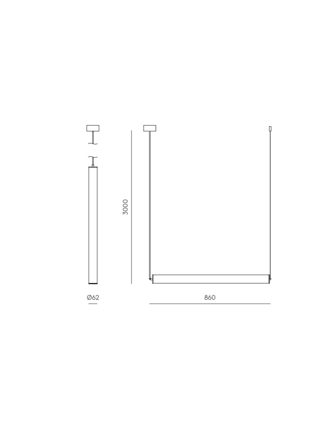 copy of Lámpara colgante TUBE metal oro y negro...