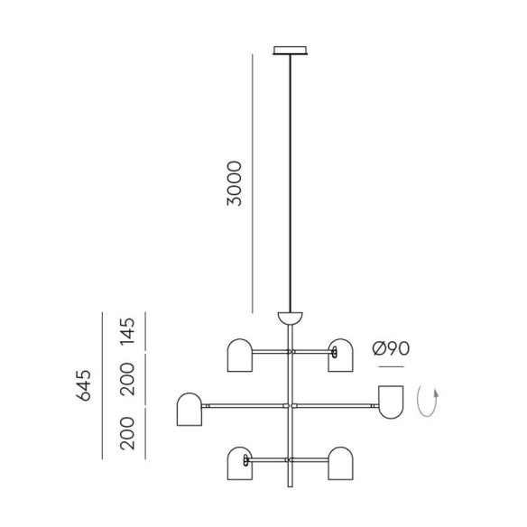 Lámpara colgante metal negro mate Pipe AROMAS