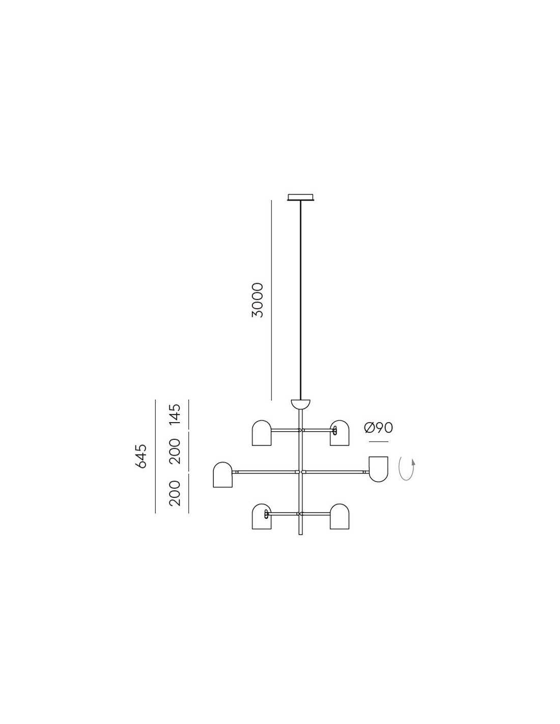 Lámpara colgante metal negro mate Pipe AROMAS