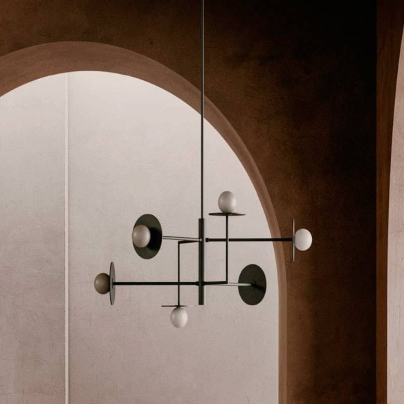 Lámpara colgante negra 6L Miro AROMAS