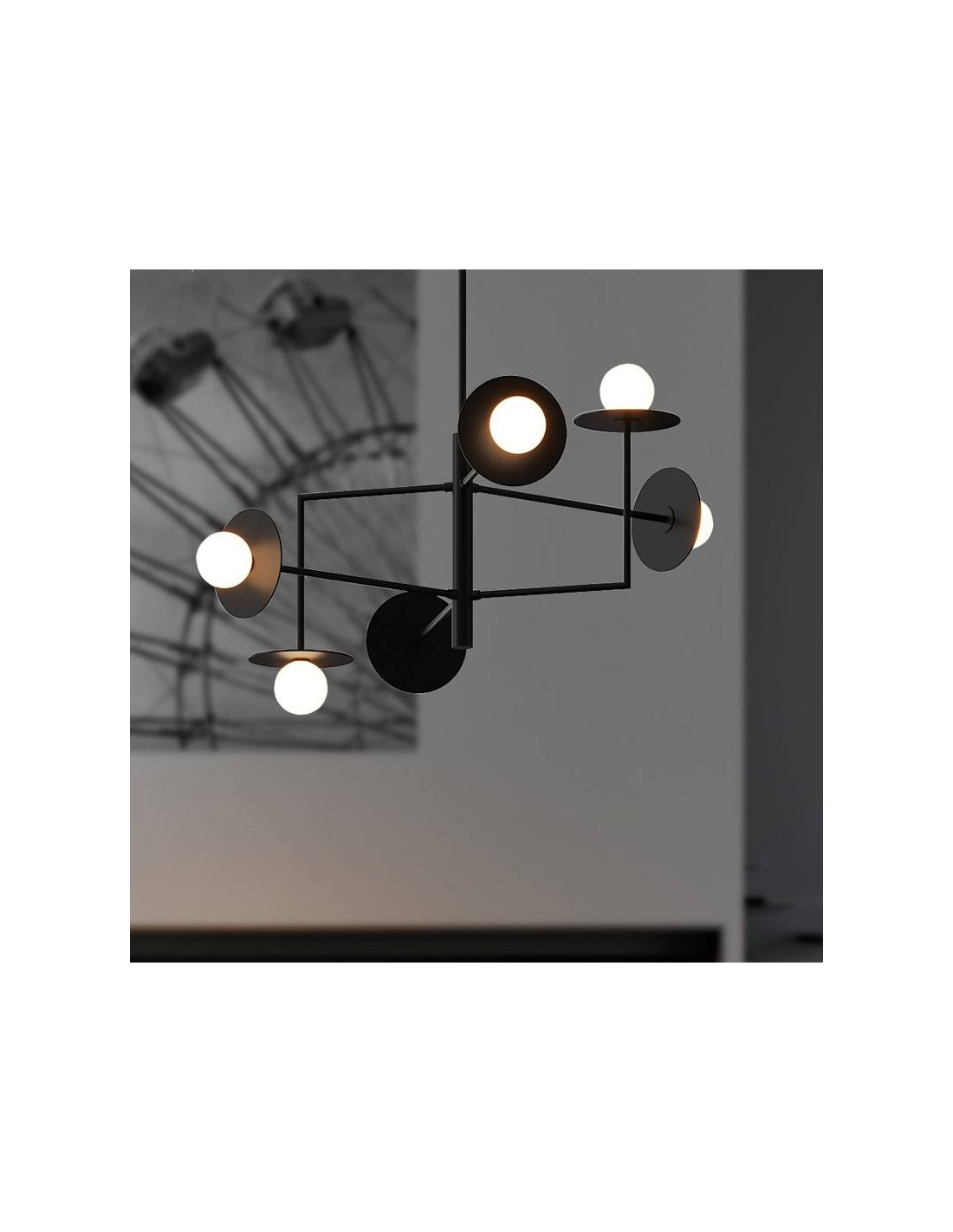 Lámpara colgante negra 6L Miro AROMAS