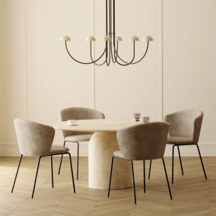 Lámpara de techo metal negro y mármol blanco Dussa AROMAS