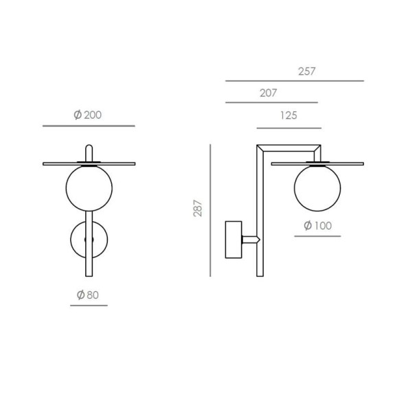 Aplique pared en acero negro Miro AROMAS