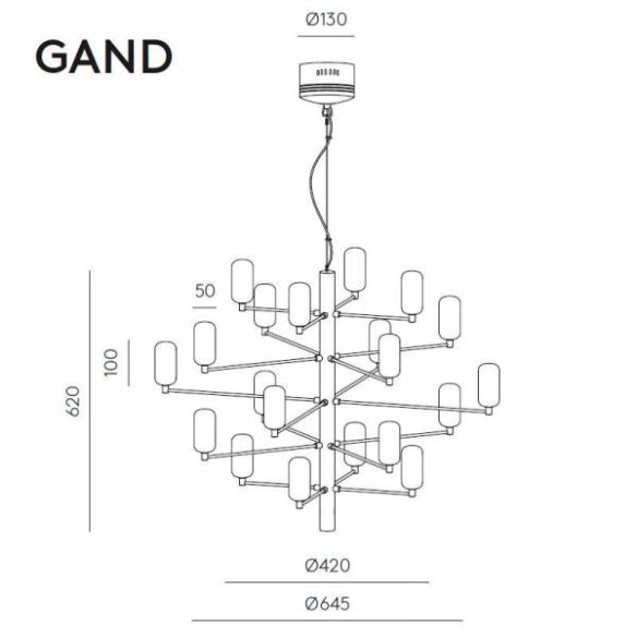 Lámpara colgante 20L vidrio Gand AROMAS