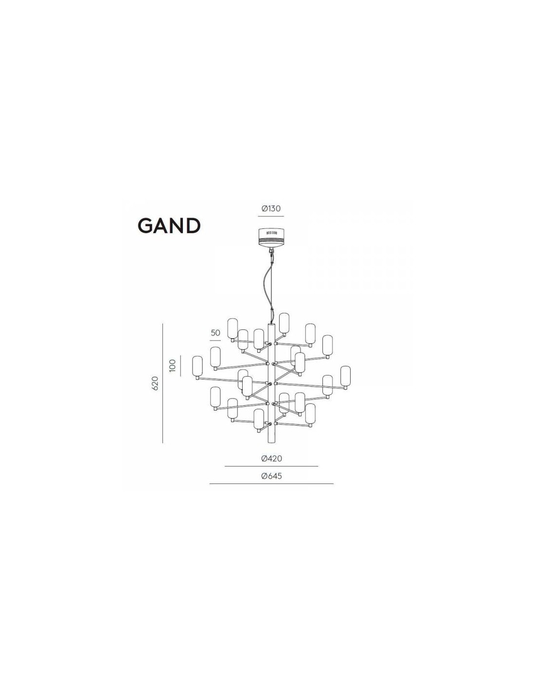 Lámpara colgante 20L vidrio Gand AROMAS