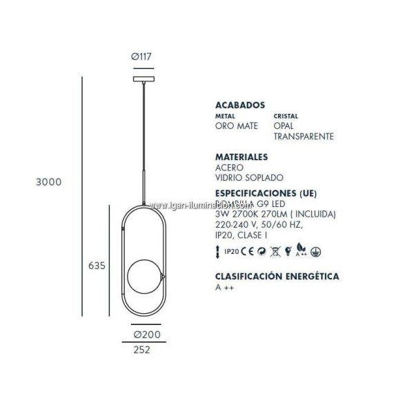 Lámpara colgante negra Abbacus AROMAS