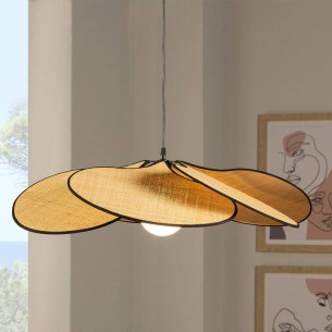 Lámpara colgante hojas ratán/rafia PALMITO 2