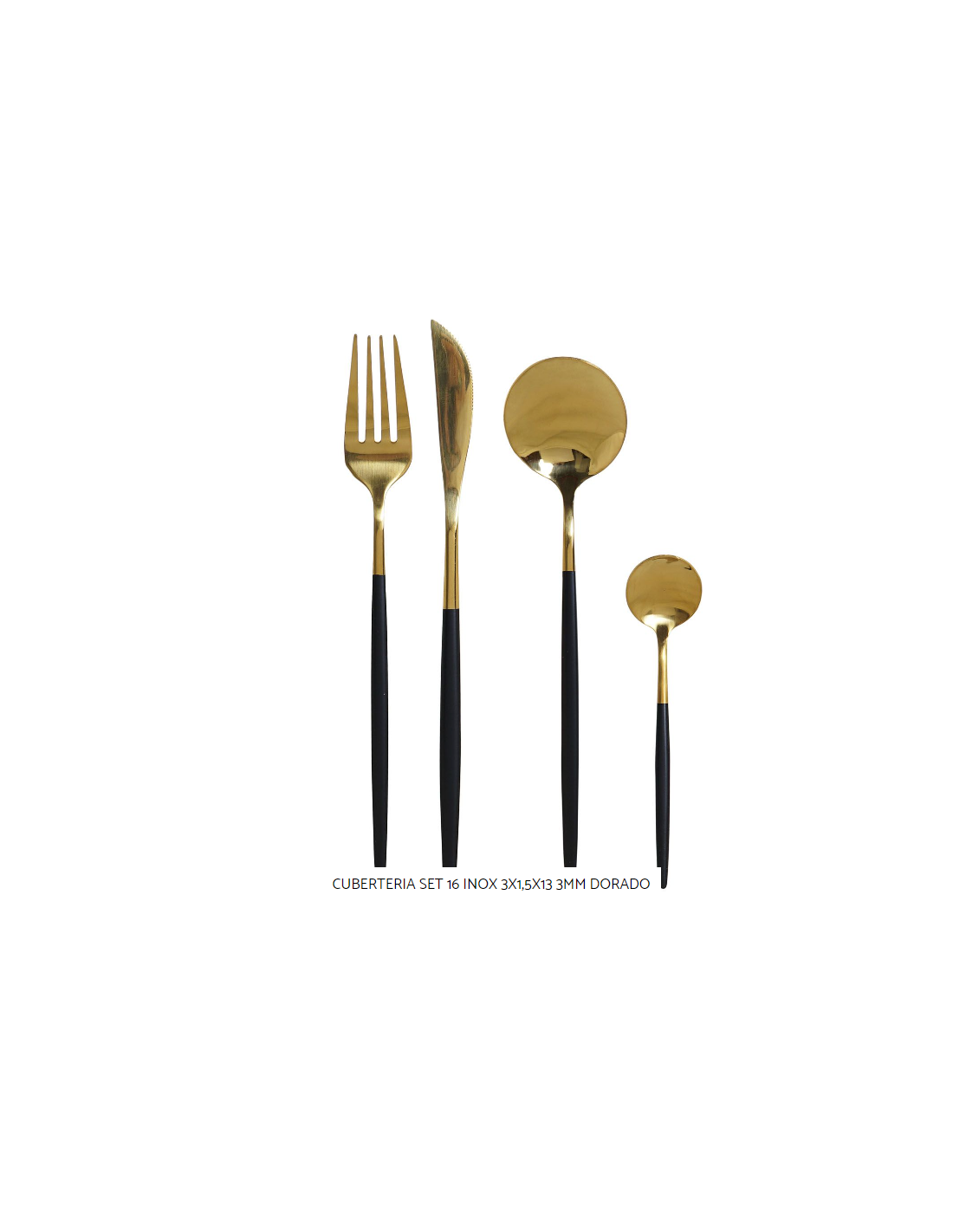Cubertería set INOX negra y dorada