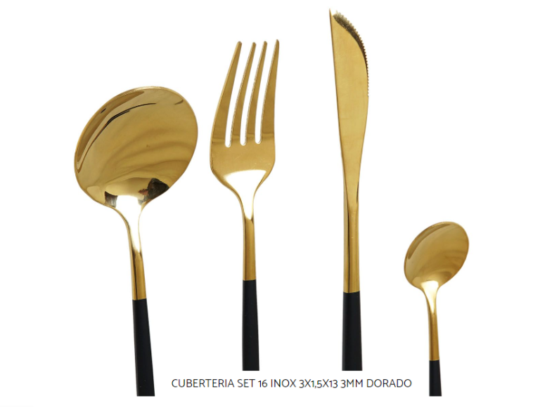 Cubertería set INOX negra y dorada